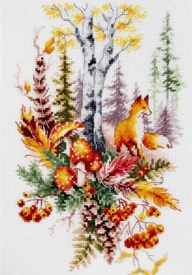 Stickpackung Kreuzstich Vervaco Riolis Dimension CT14 22x34cm Herbst Fuchs
