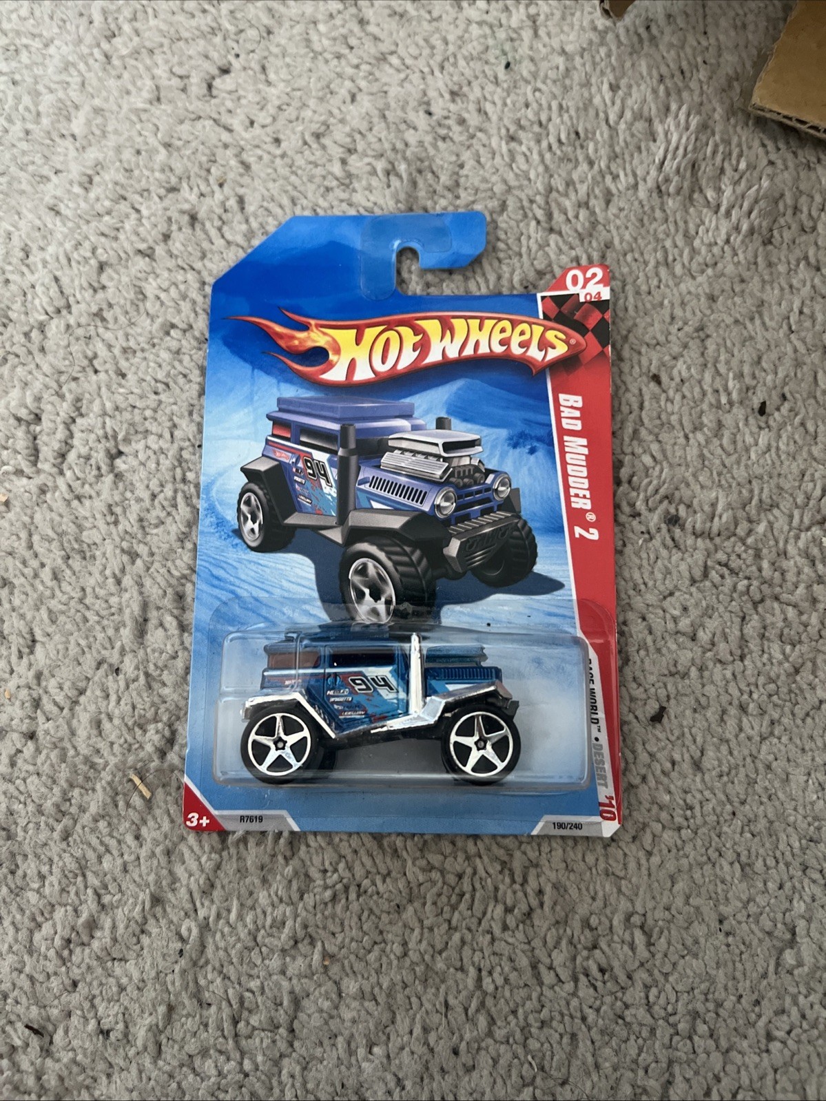 2010 Hot Wheels #190 Race World-Desert 2/4 BAD MUDDER 2 Blue w/Lrg Chrome 5 Sp