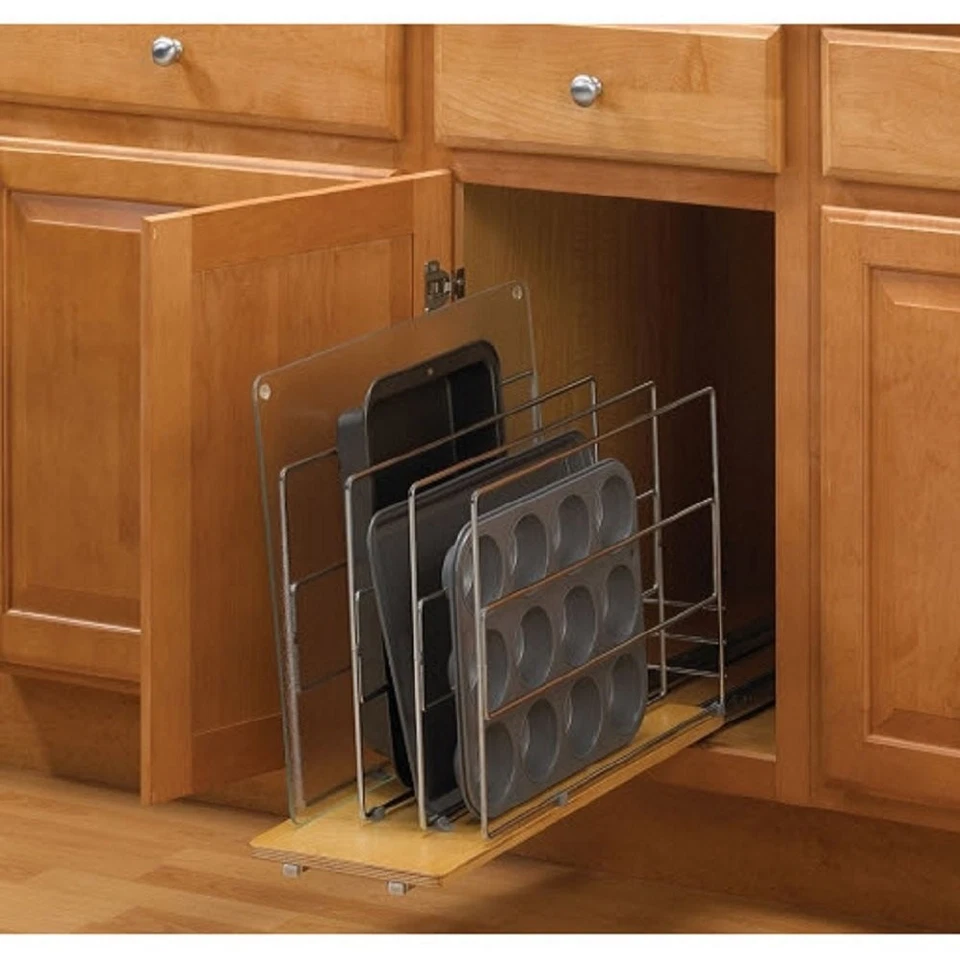 TDRO-FNW-6 pulgadas Organizador de gabinete desplegable divisor de bandejas, níquel esmerilado Foto 2 de 3