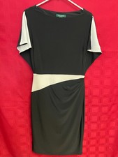 Ralph Lauren Split-Sleeve Lined Black/White Dress sz 8
