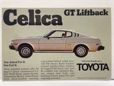 Toyota Celica GT Liftback Vintage Ad Print Paper Promo Beige 1976
