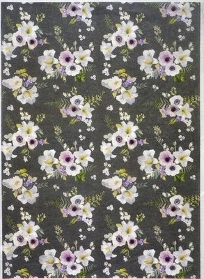 Cadence A4 Reispapier weiße Lilien Anemone dunkelgrau Hintergrund Papier Nr 565