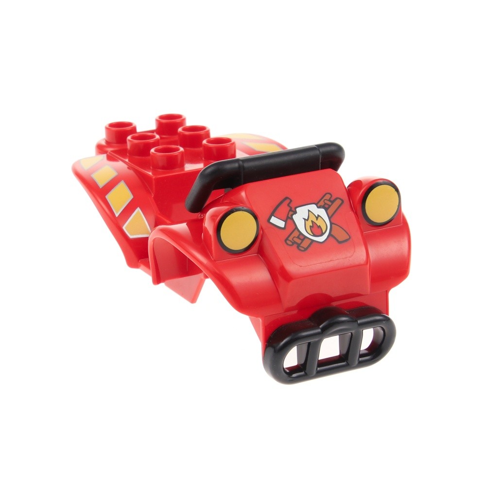 1x LEGO Duplo Vehicle Attachment 4x7x2 Red Quad Fire Brigade Logo 54005c01pb02