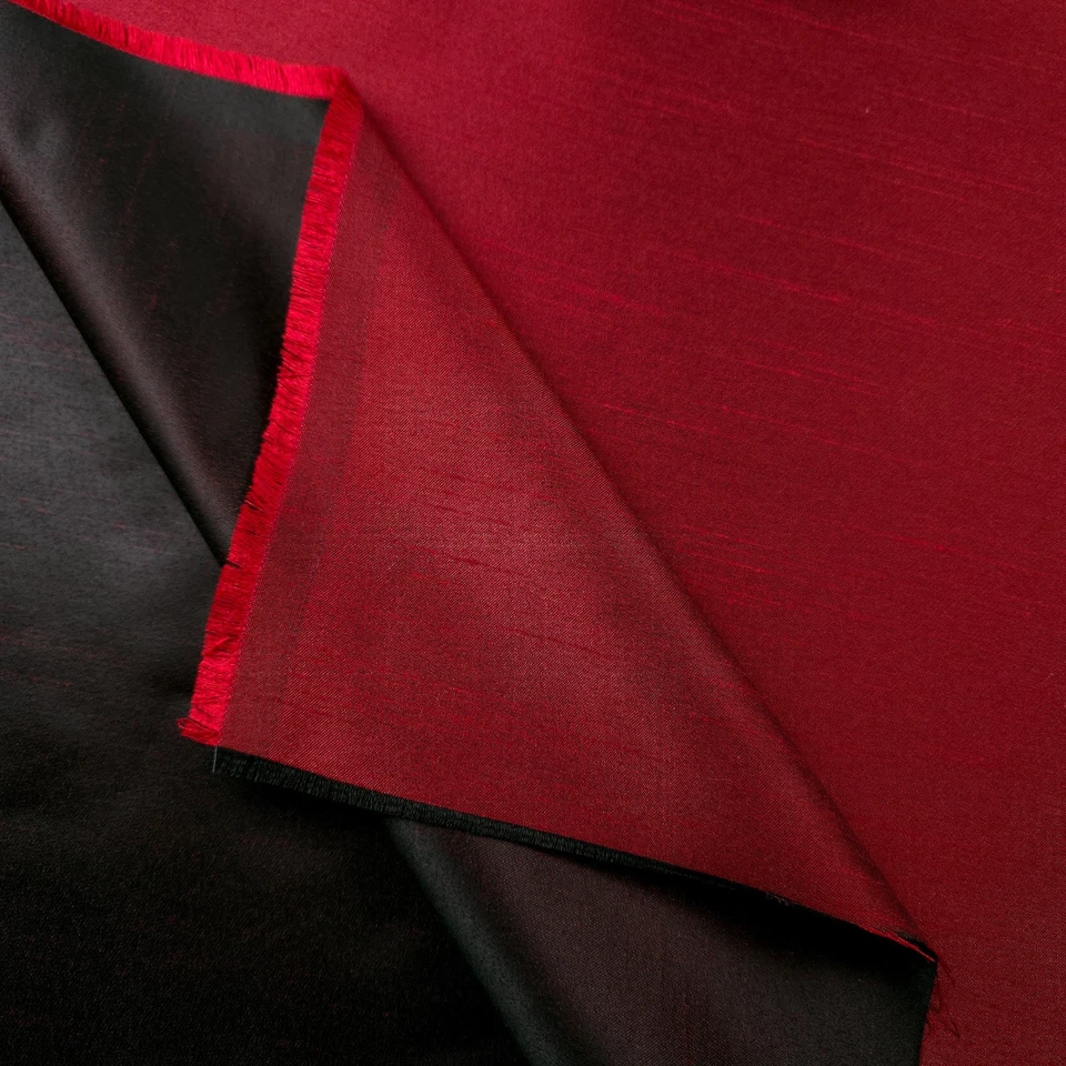 Capa de vampiro satinado reversible Dupioni tela gótica roja negra 58" por yarda Foto 3 de 4