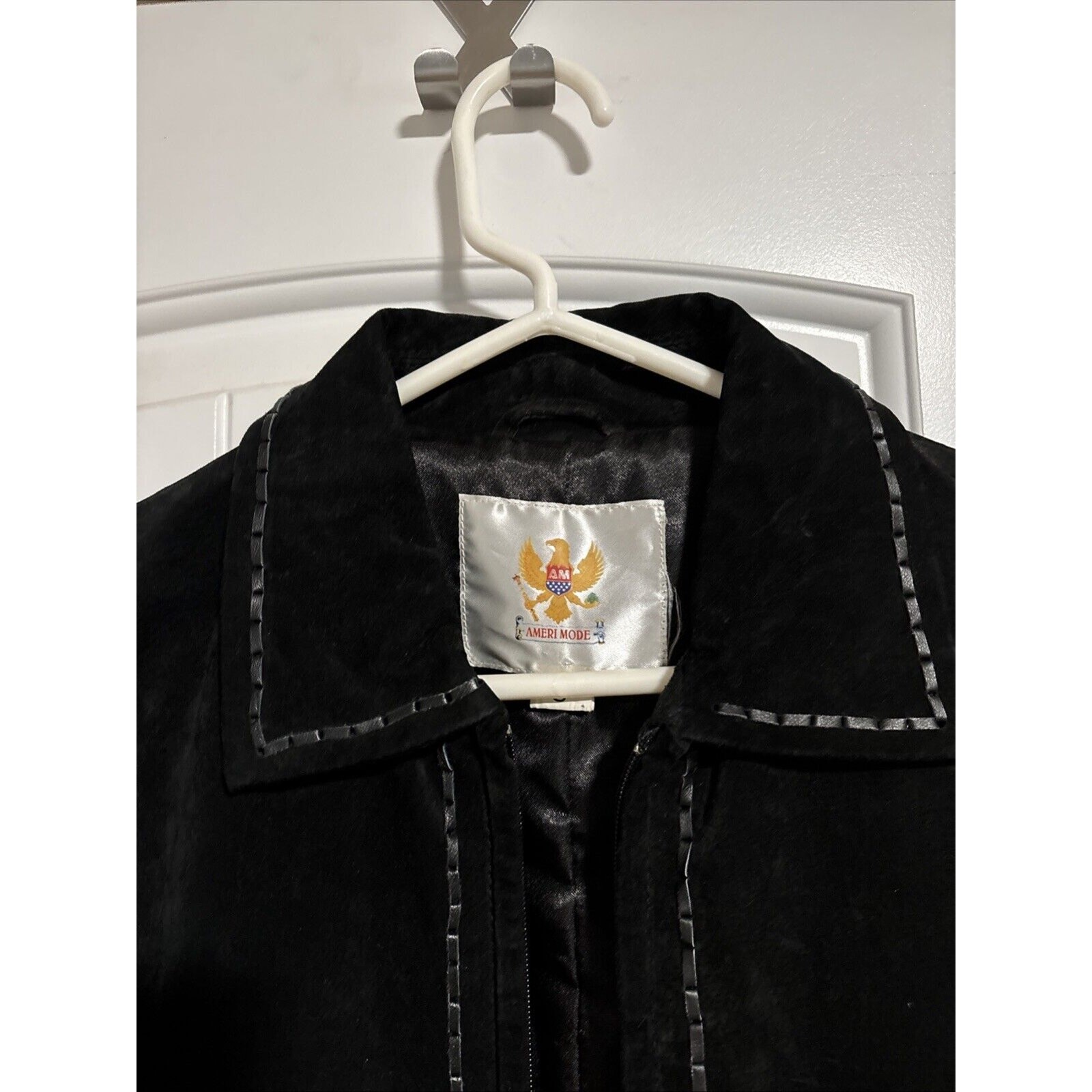 Ameri Mode Women's S Black Full Zip Jacket Collar… - image 2