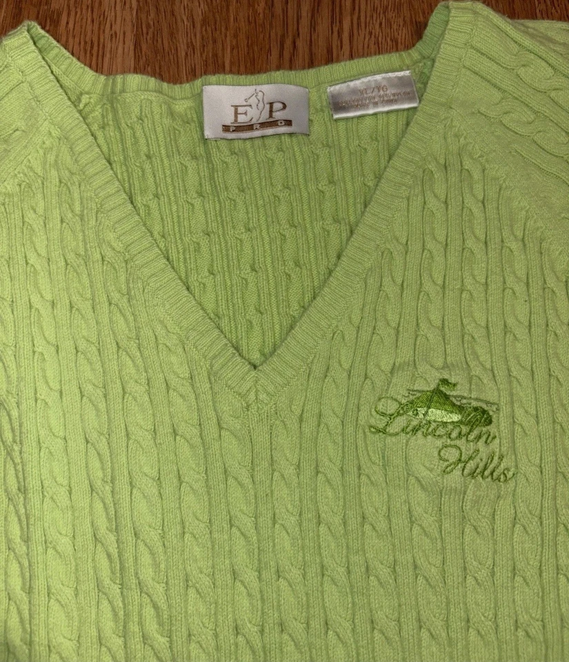 EP Pro V-neck Sweater with Lincoln Hills Logo-Women’s Size XL Lime Green EUC! - Image 4 of 4