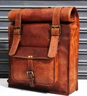 Goat Leather Bag Backpack Laptop Rucksack Men Vintage Brown Genuine S Travel New
