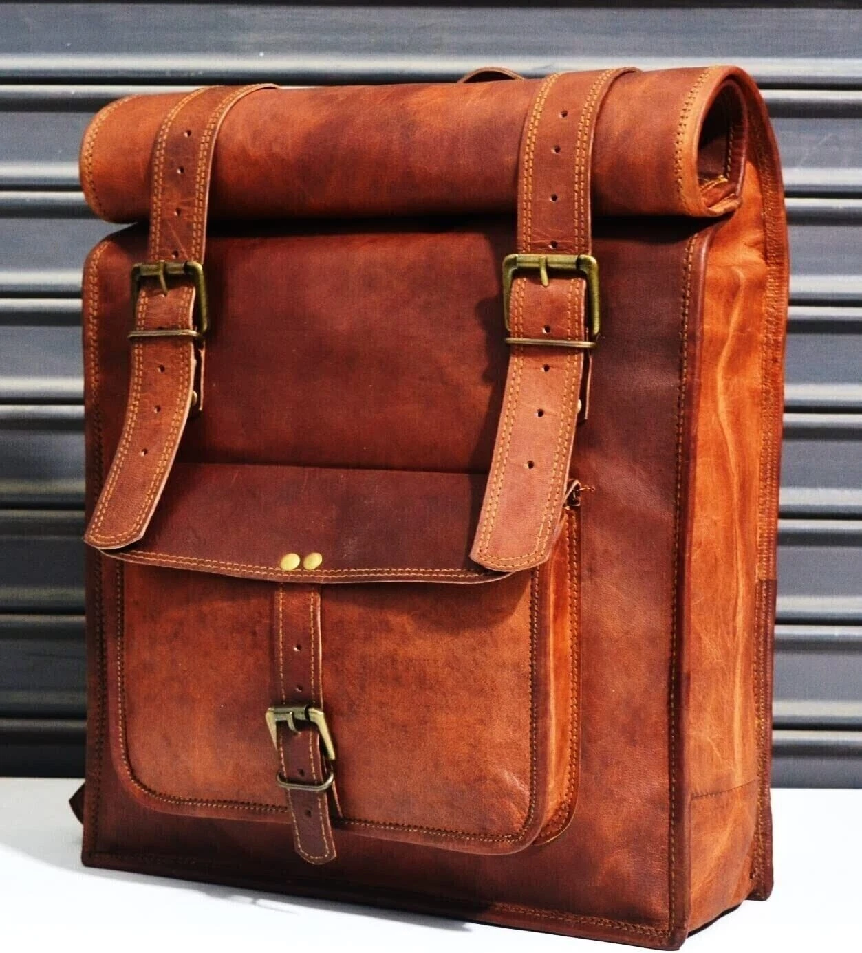 Goat Leather Bag Backpack Laptop Rucksack Men Vintage Brown Genuine S Travel New
Opens in a new wind