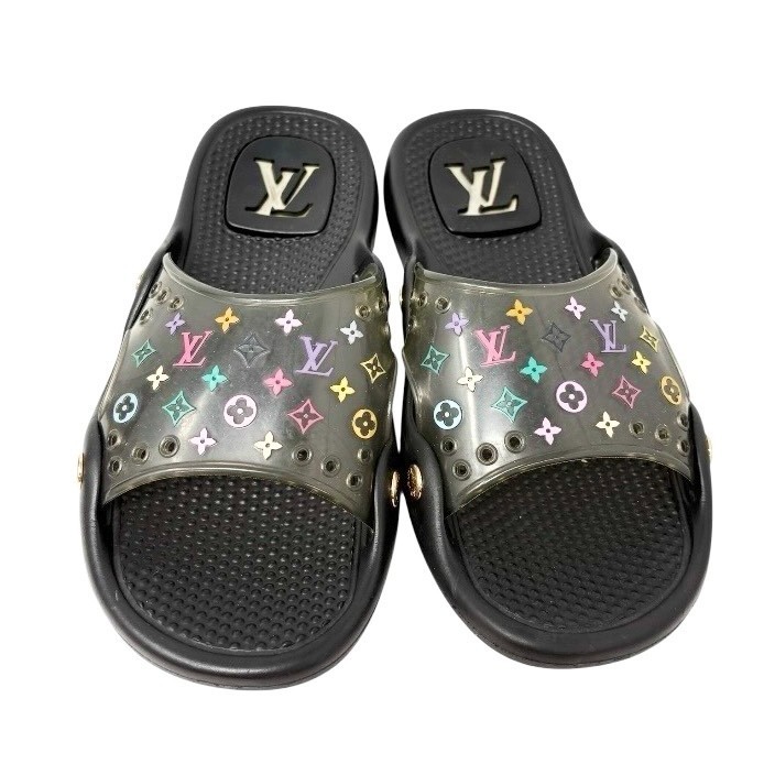 Louis Vuitton モノグラム ミュール 37 LOUIS VUITTON Vintage Monogram Multicolor Slide Sandals #37 Black