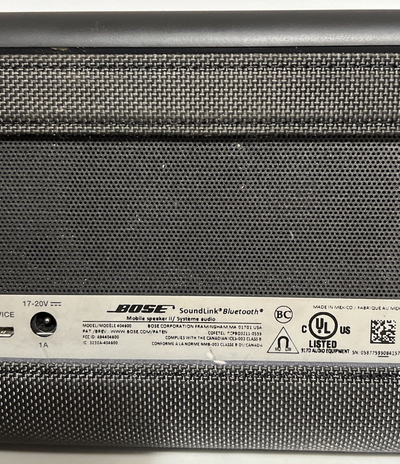 Bose Soundlink Bluetooth Mobile Speaker II (404600) Tested With Charger