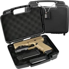 9mm Gun Cases for Handguns - Lockable TSA Pistol Case with 1 Lock 