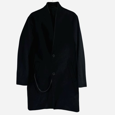 The Kooples Coat Mens FR 46 US Small Black Wool Cashmere Detachable Chain New