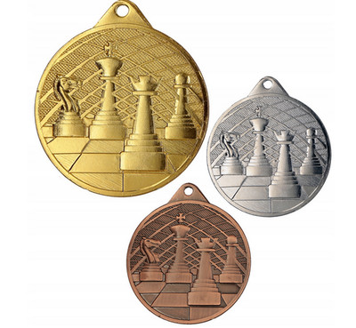 Schachmedaillen Set 3er Gold Silber Bronze 50 mm mit Band Turnier Auszeichnung