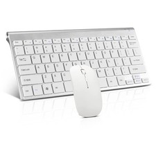 Wireless Keyboard Mouse Combo Compact Quiet 2.4G Ultra Thin Sleek White