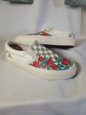 Vans UltraCush Rose Embroidered Checkerboard Slip On Shoes Unisex M3.5/ W5