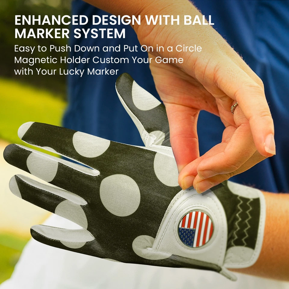 Paquete de 1 guante de golf para mano izquierda para mujer con marcador de pelota agarre antideslizante para todo tipo de clima Foto 4 de 4