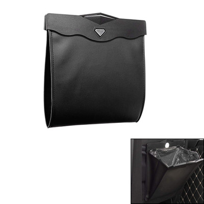 Car Trash Bin W/50Pcs Trash Bag Smart LED Luxury Leather Garbage Can Folding Gar