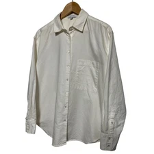 AYR Women's Long Sleeve Button Down Shirt White Cotton Size Large Retail: $135
