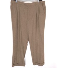 CHAPS RALPH LAUREN Trousers 40x27 Vintage Dress Pants Brown Pleated Stretch Mens