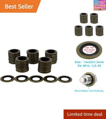 50PCS M14 Self-Centered Bonded Seal Oil Washers Gasket, Engine Oil Crush Wash...