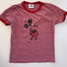 Vtg 90's Y2K Mickey Mouse Ringer Shirt Child 6 7-8 Made in USA Disneyland 6