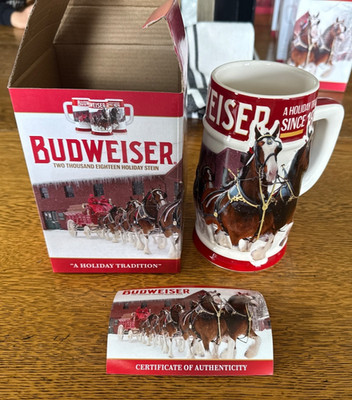 2018 Budweiser Holiday Stein 39th Edition Clydesdale Series #39 with Box