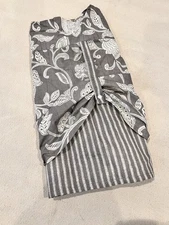 Waverly Layered Valance Curtain, Gray Stripe Paisley, Rod Pocket 56"x21"