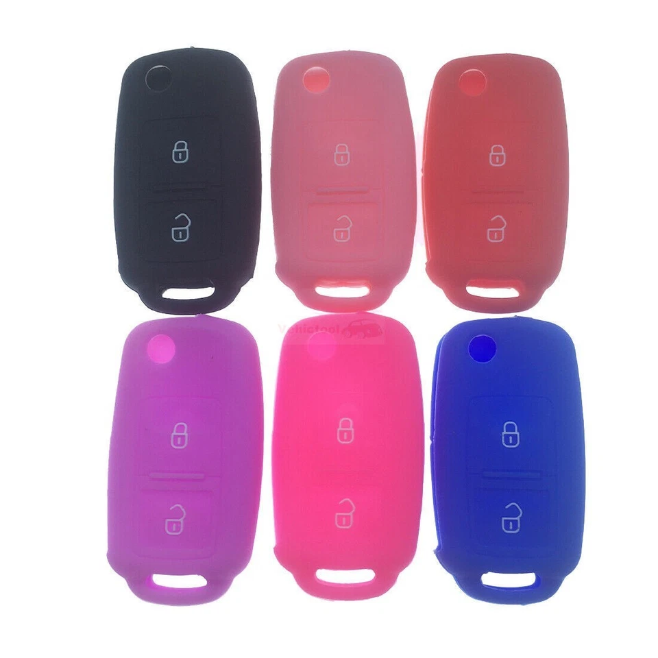 Funda de silicona sin llave para llavero inteligente con control remoto de 2 botones Fit VW Golf Polo Foto 3 de 4