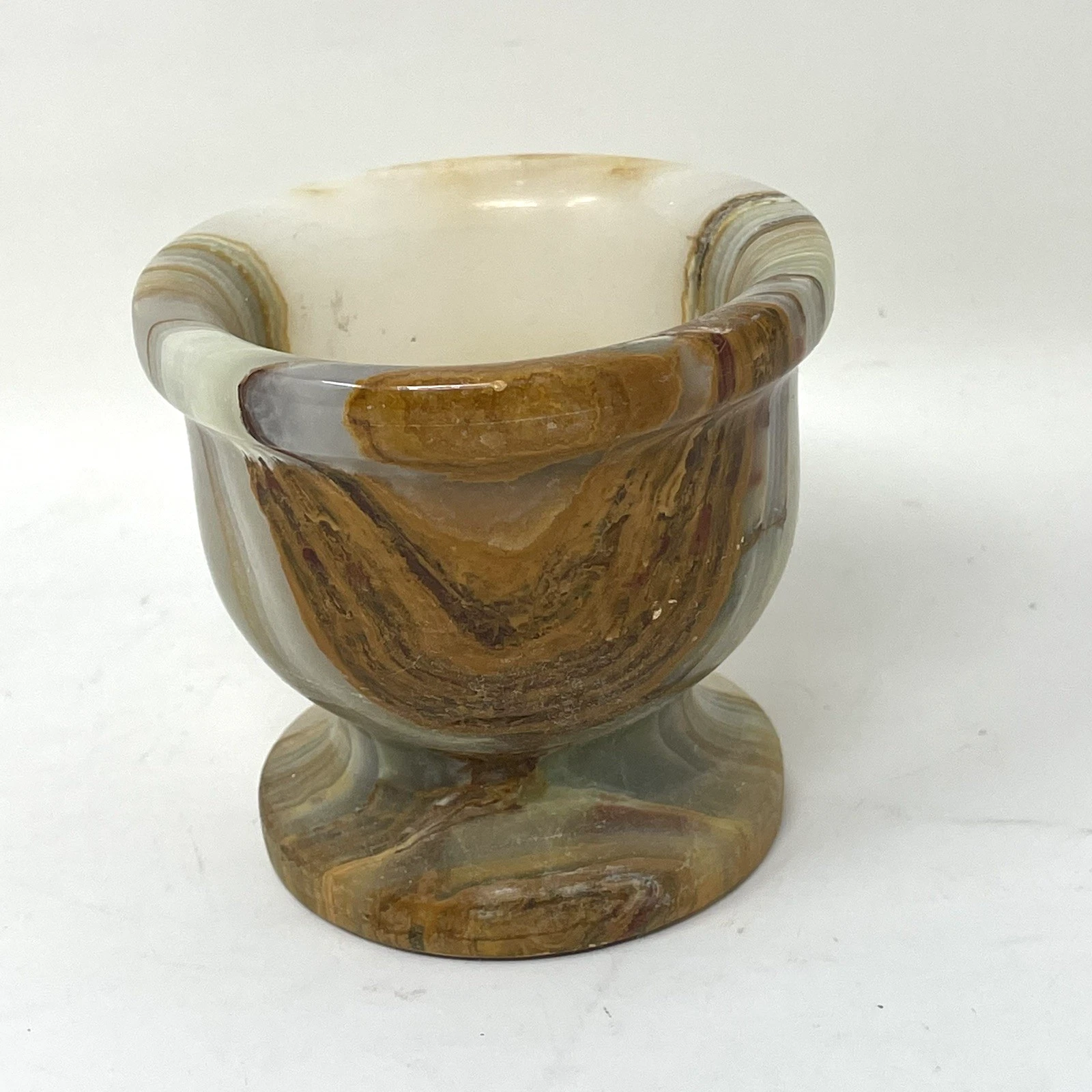 Onyx Mortar Bowl Marbled Swirl NO PESTLE Vintage Carved