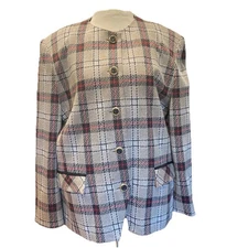 Vintage Henry Lee Plaid Blazer Jacket Size 18 Wool Blend Academia Chic