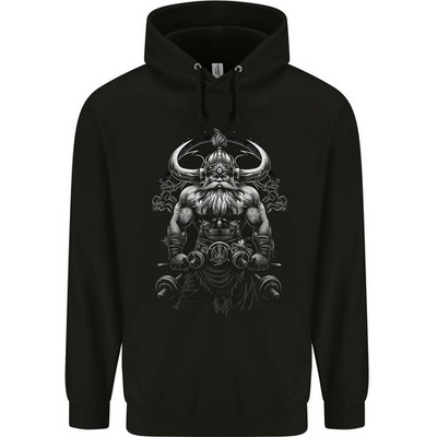 Viking Bodybuilder Gym Hoodie Herren 80% Baumwolle Sweatjacke Schwarz