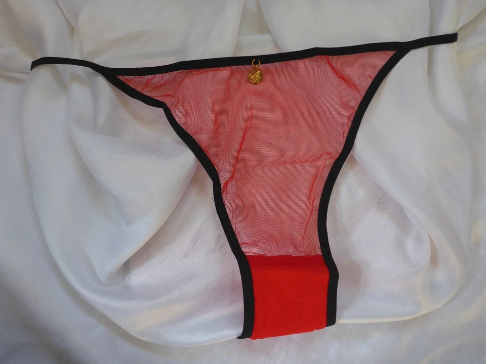10, Agent Provocateur ASAP Tanga Brief, malla transparente, rojo y negro, AP talla 3 NUEVO Foto 4 de 4
