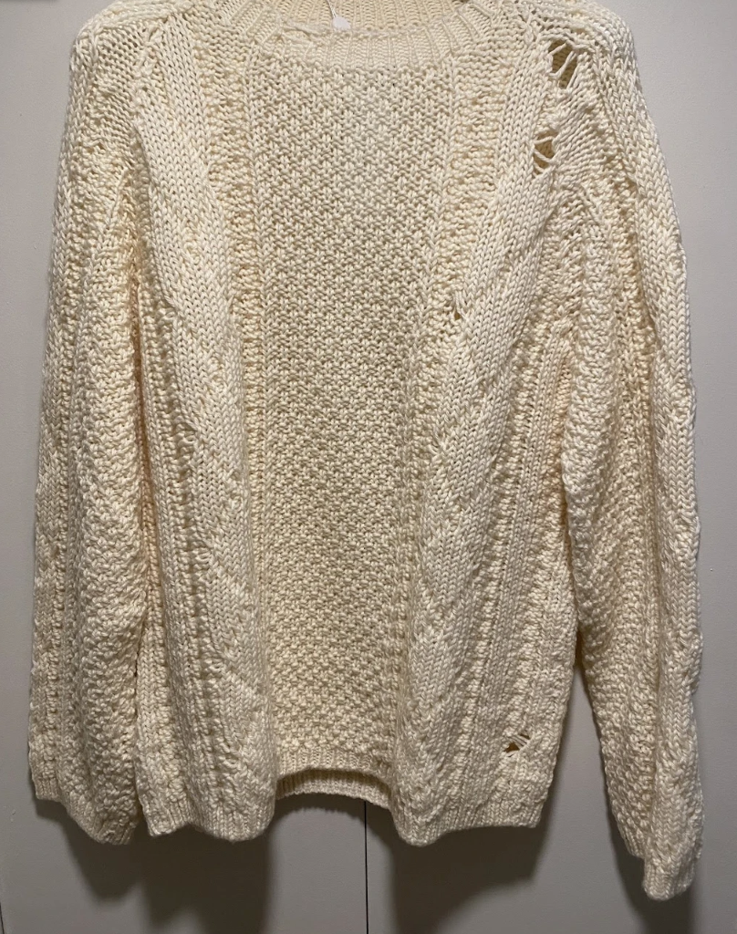 MAISON MARGIELA Distressed Cable knit Sweater Ivory cream MAISON MARGIELA Distressed Cable knit Sweater Ivory cream