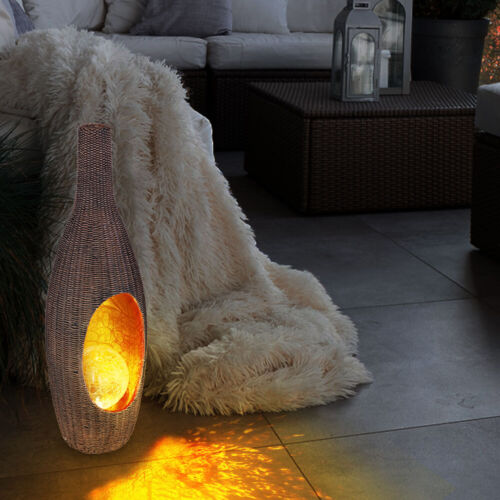 LED Außen SOLAR Steh Lampe Rattan Design Garten Deko Leuchte Crackle Glas Kugel - Bild 12 von 12