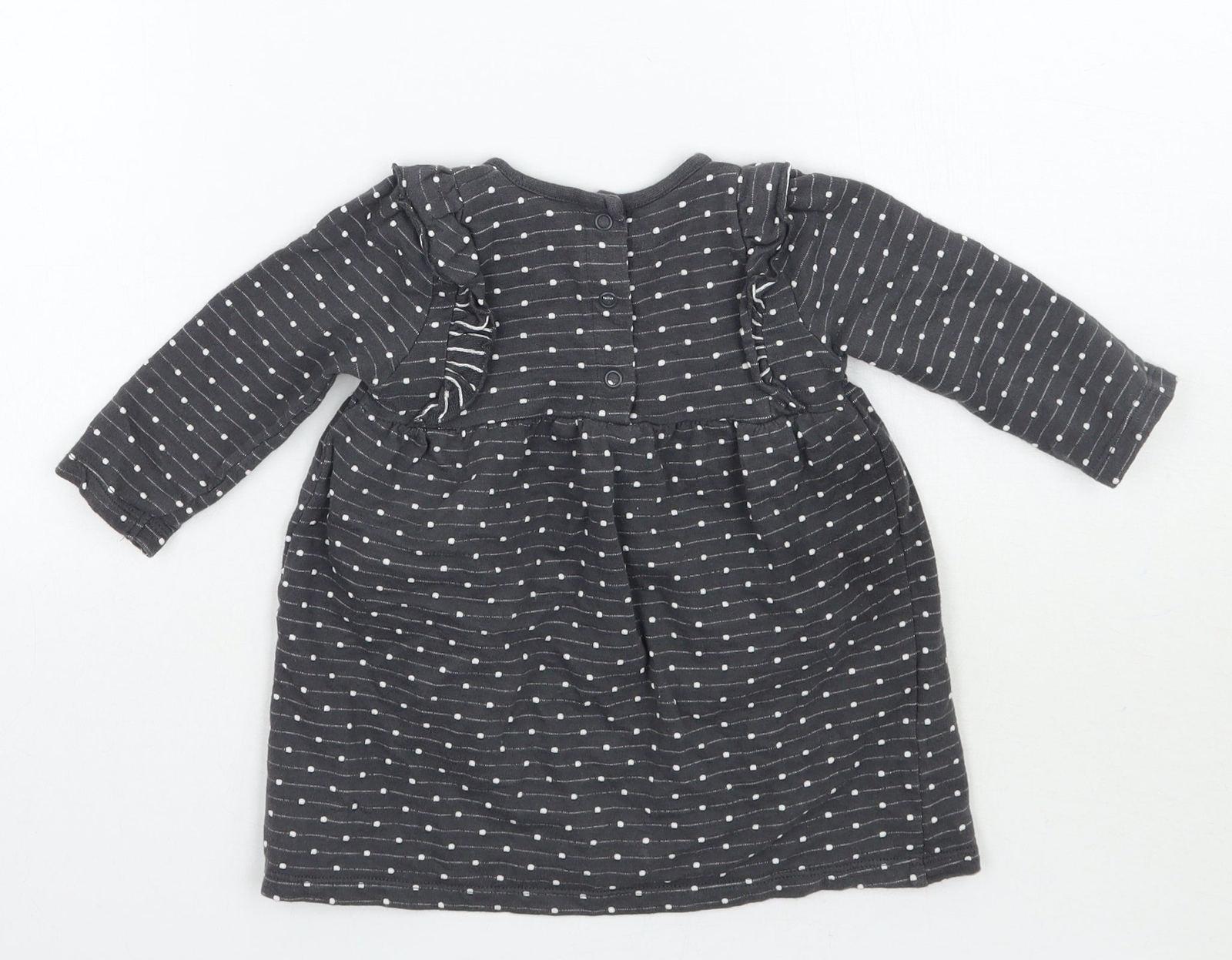 George Girls Grey Polka Dot Cotton Blend T-Shirt Size 6-9 Months image 2