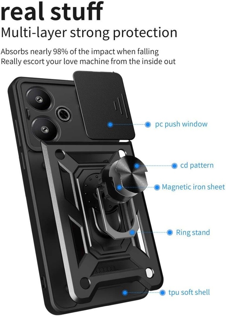 YUXING Cover OPPO A40 4G – Custodia Anticaduta, Airbag Quattro Angoli, Magnete Anello Supporto 360°, Protezione Elevata, Design Antiscivolo-Nero