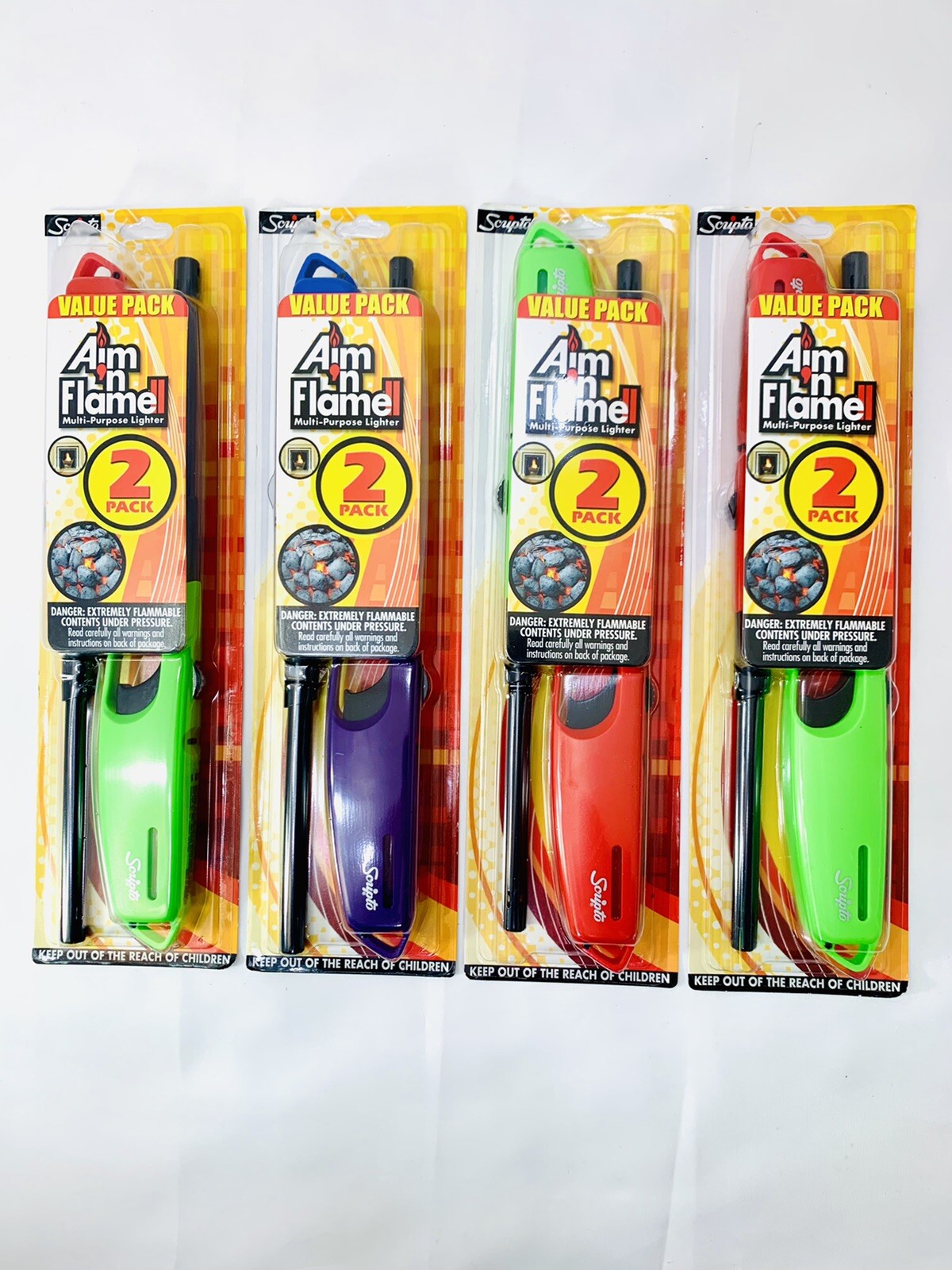 2 Pack Aim &lsquo;n Flame Lighters by Scripto for BBQ, Camping, Candles, Fire