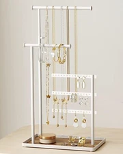 Jewelry Holder Organizer Stand - Adjustable Tall 17.5" Max Sturdy Jewelry Han...