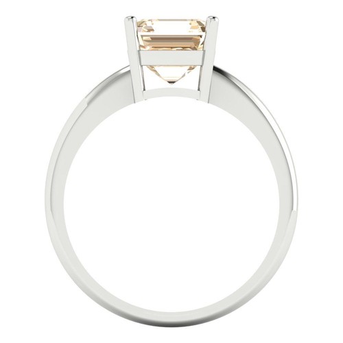 2Ct Asscher Cut Natural Morganite Solitaire Engagement Ring, 14K White Gold - Picture 4 of 11