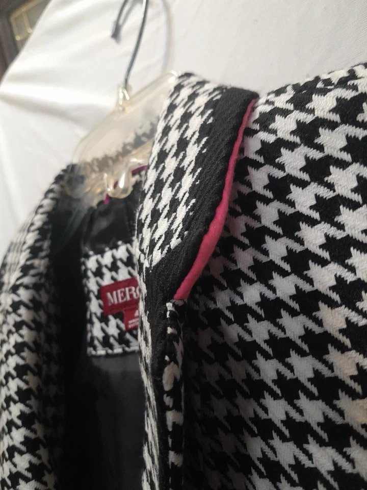 Merona Blazer Jacket Women Sz 4 Black/White Houndstooth Single Breasted NWT - Image 3 of 4
