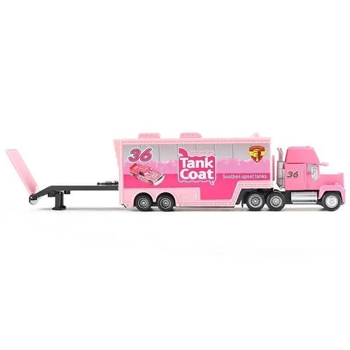 2-Pack Disney Pixar Cars NO.36 Tank Coat Hauler Truck + Car 1:55 Diecast Toys - Picture 6 of 9