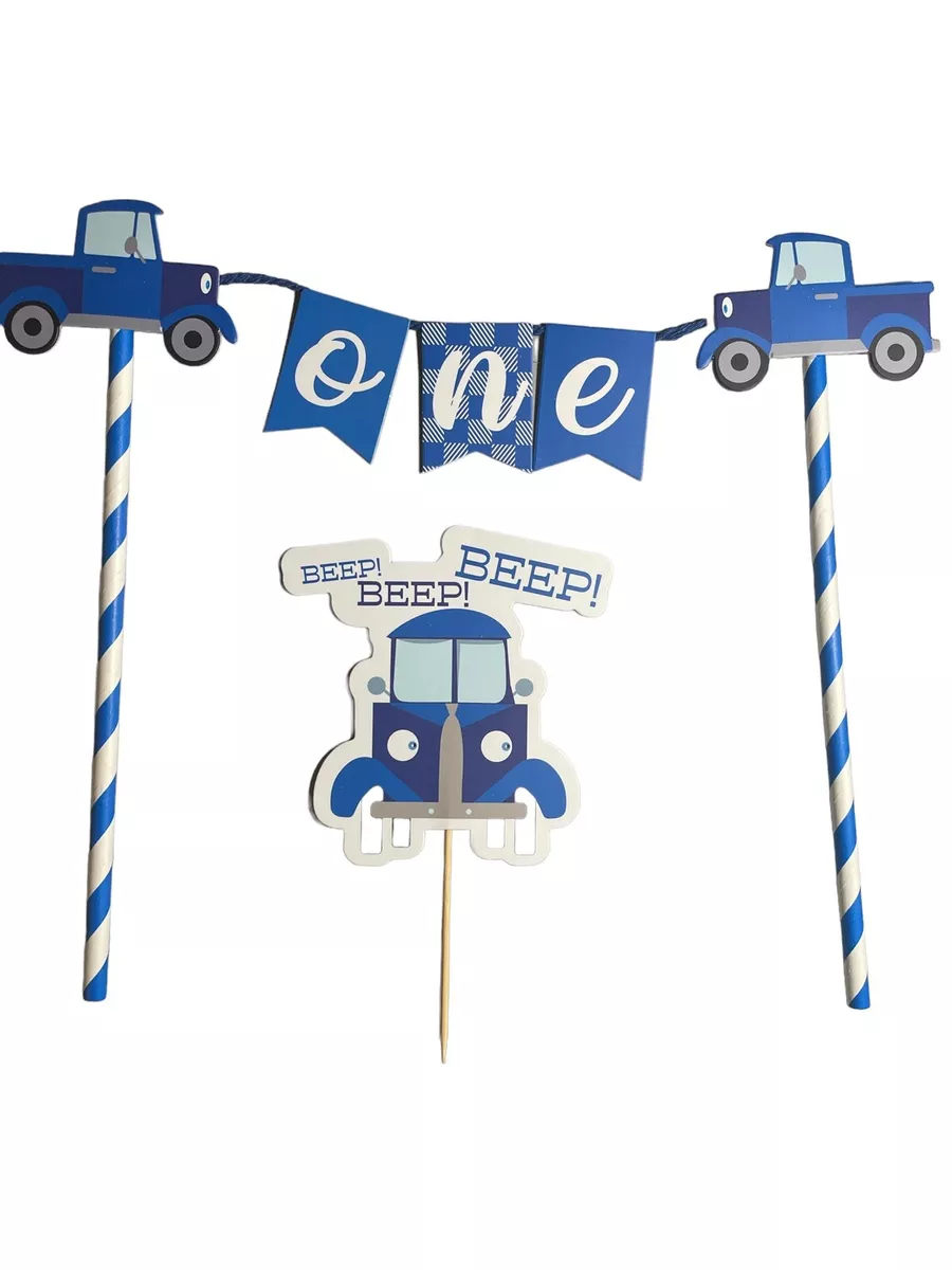 Boy First Birthday Decorations - One Cake Topper, Blue