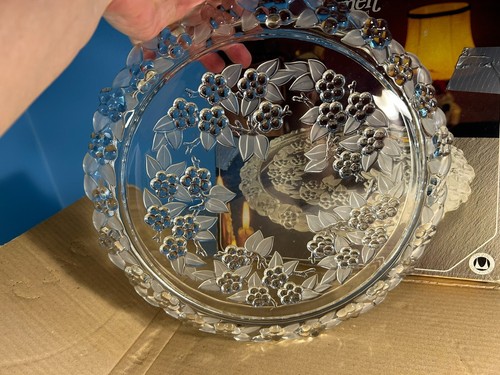 Walther Glass Mikasa Crystal Carmen Satiniert Torte Plate Platter 13.5" - Picture 4 of 9