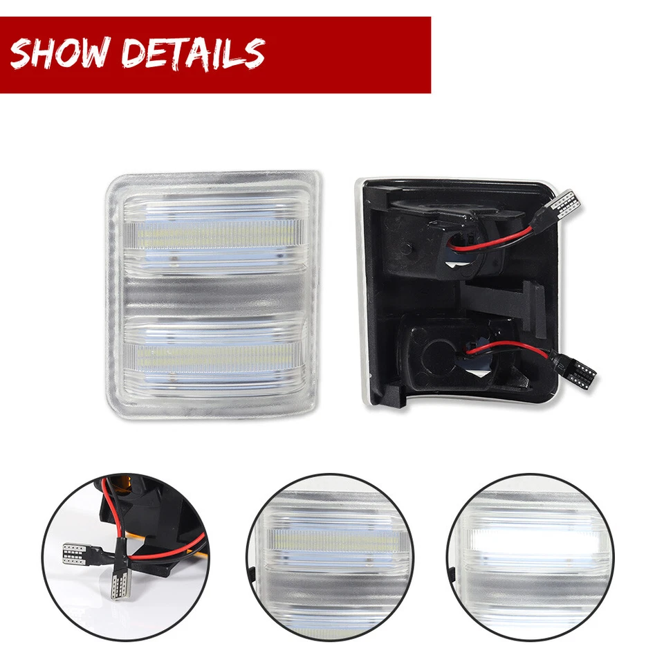 Luzes espelhadas laterais de LED brancas claras Super Duty para 08-16 Ford F250 F350 F450 F550 - Imagem 3 de 4