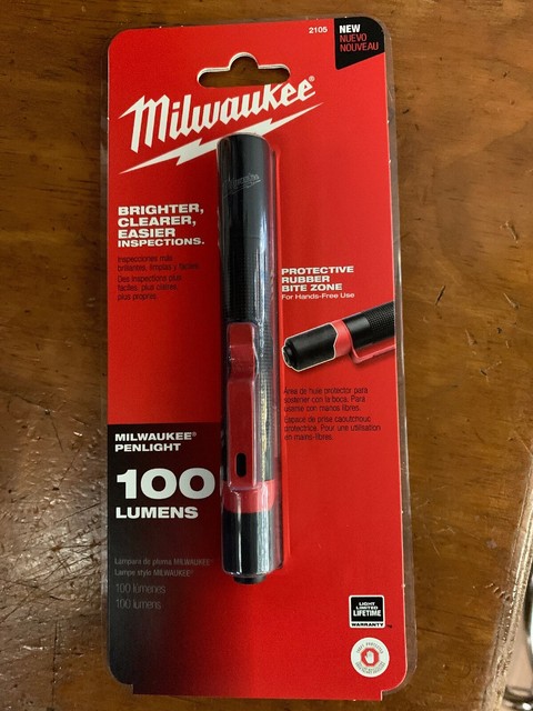 milwaukee 2105 aluminum 100 lumen pen light with clip