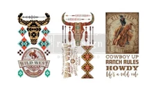 New Redesign With Prima "Wild West" Mini Decor Transfer, Cowboy Decal, Rodeo