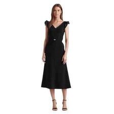 Ralph Lauren | Black Sequin Sleeve V Neck Dress 6