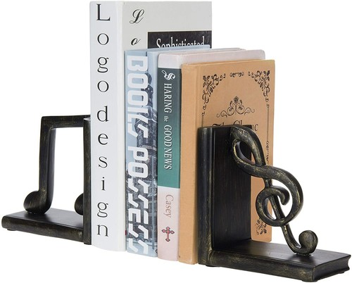 MyGift 2-Piece Musical Note Decorative Resin Bookends - Picture 5 of 5