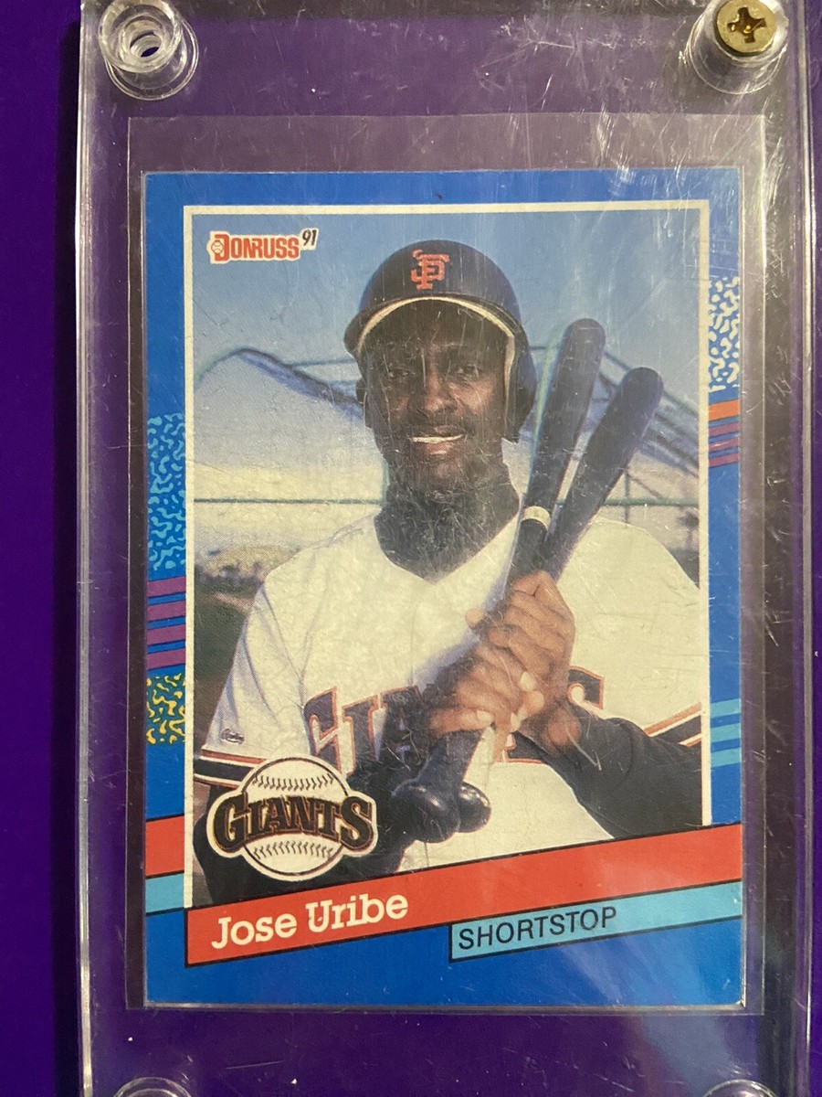 RARE 1991 DONRUSS BASEBALL #375 JOSE URIBE MULPLE ERRORS CARD EX+ GIANTS  RARE