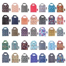 35 Pack Reusable Floral Grocery Bags Foldable Grocery Bags Machine Washable B...